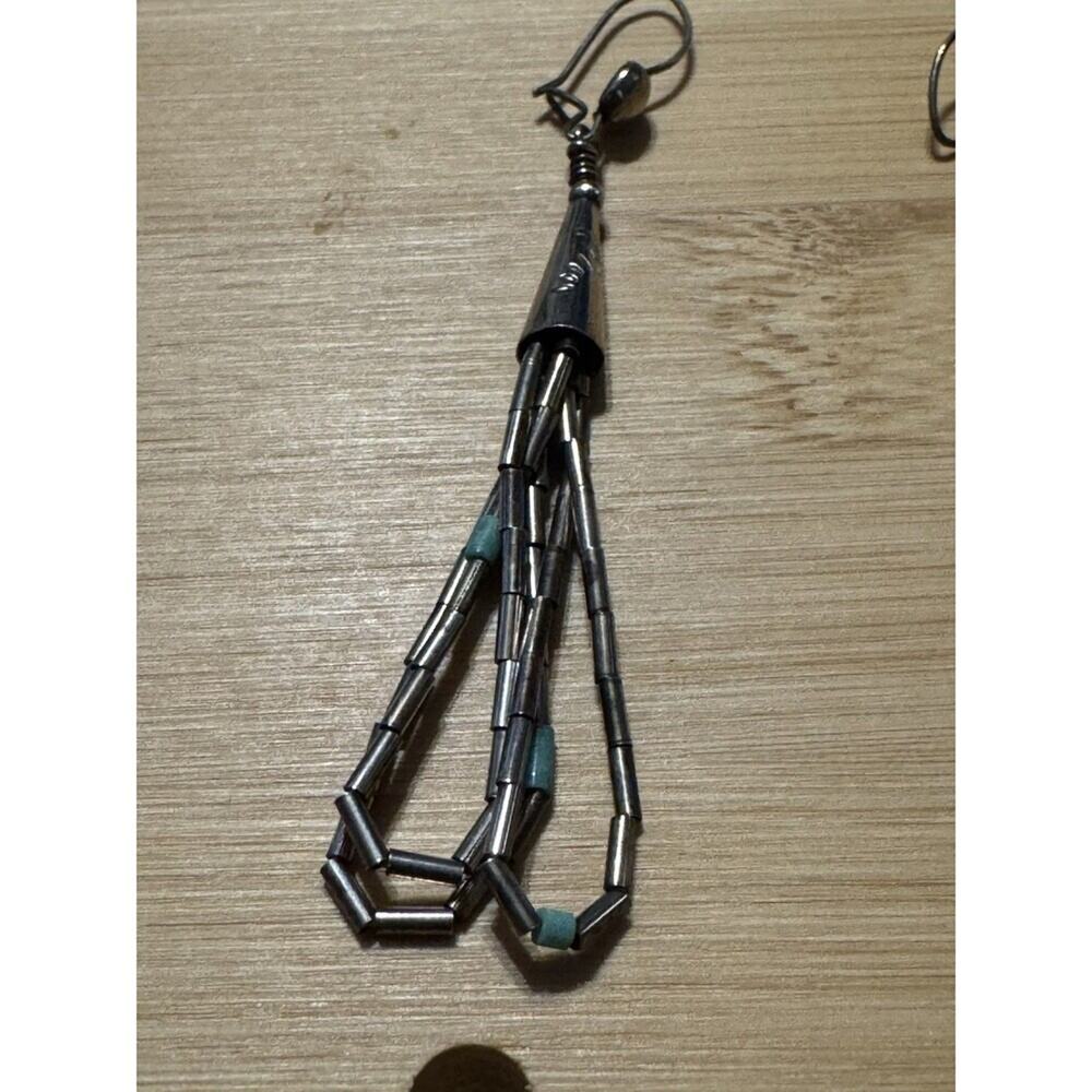 Liquid Silver Dangle Drop South Western 925 Earrings 2" Long